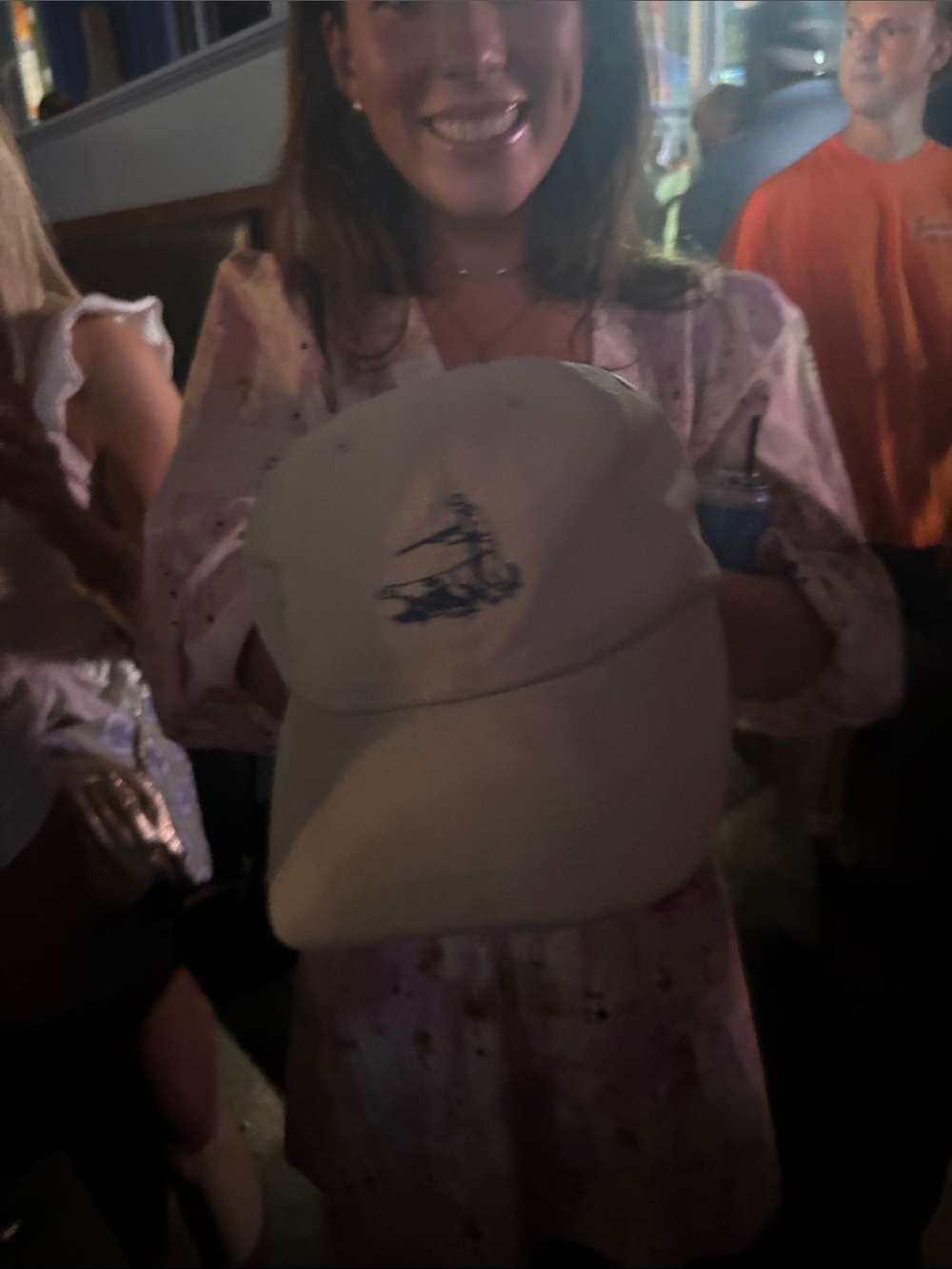 Unbranded Cream Baseball Cap with Blue Embroidered Sailboat - Home Art Accent